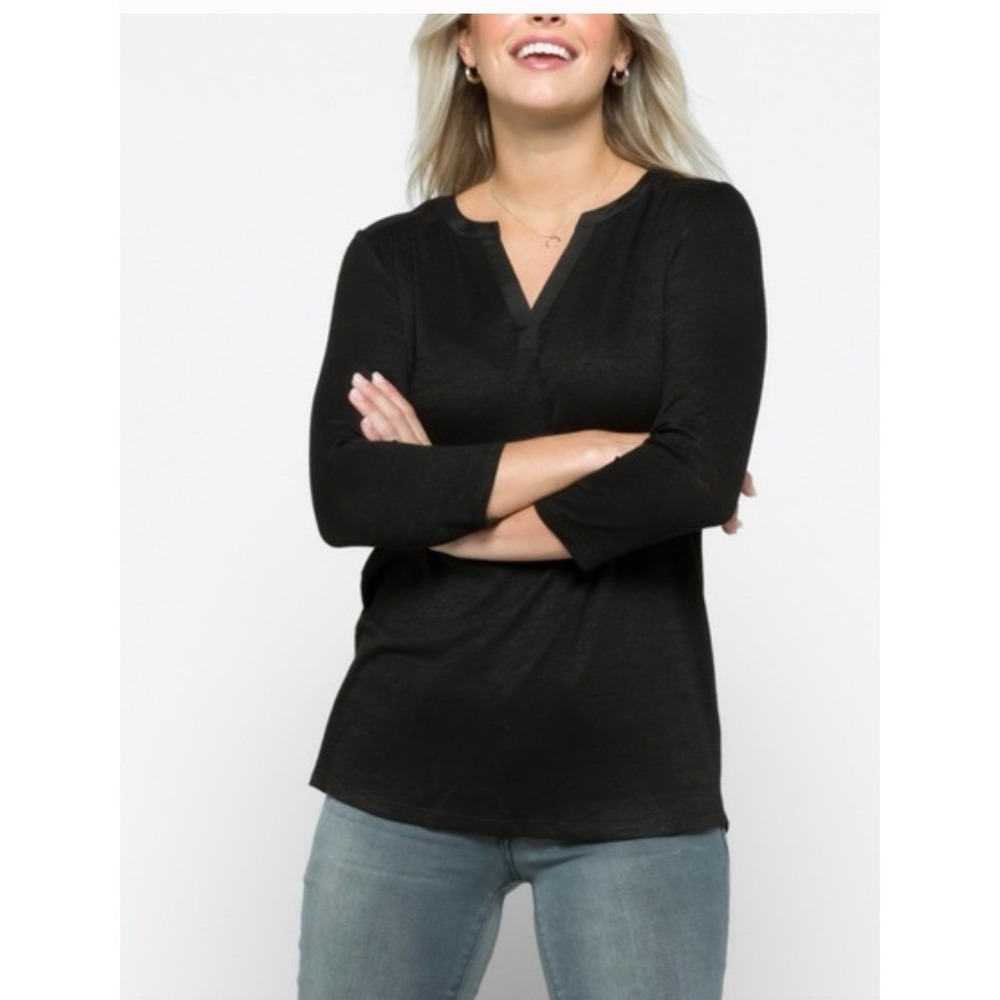 41 Hawthorn Tulla Women's Navy V-Neck Three Quarter Sleeve Tunic Top Size S